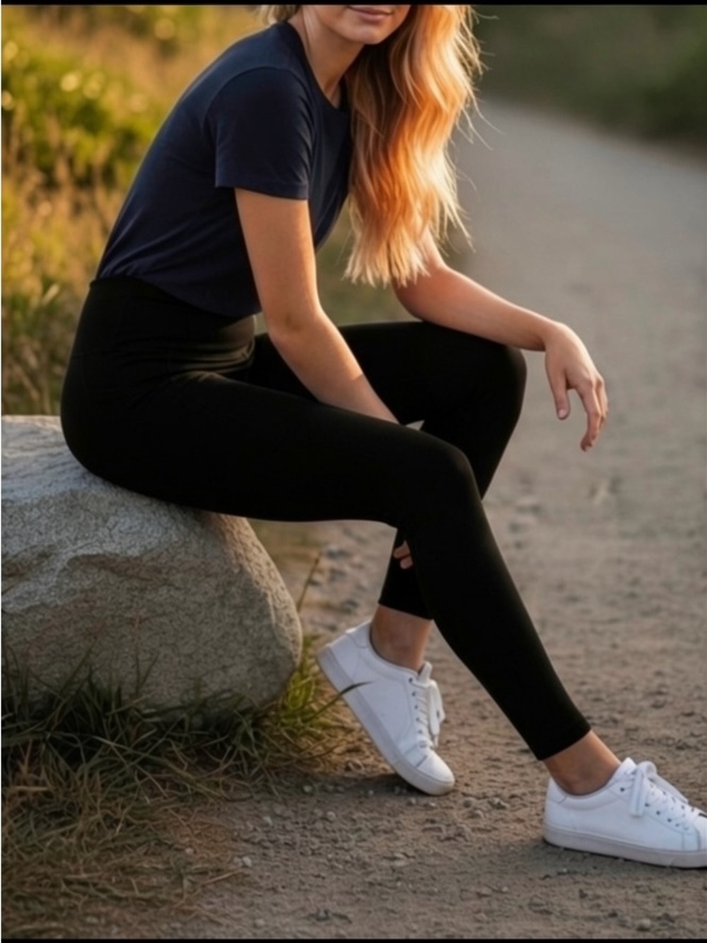 Billabong Activewear Black High-Rise Ribbed Athletic Leggings Pants